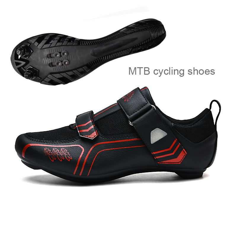 White MTB Triathlon Cycling Shoes for Men and Women: SPD Pedal Self-Locking Design BIKE FIELD