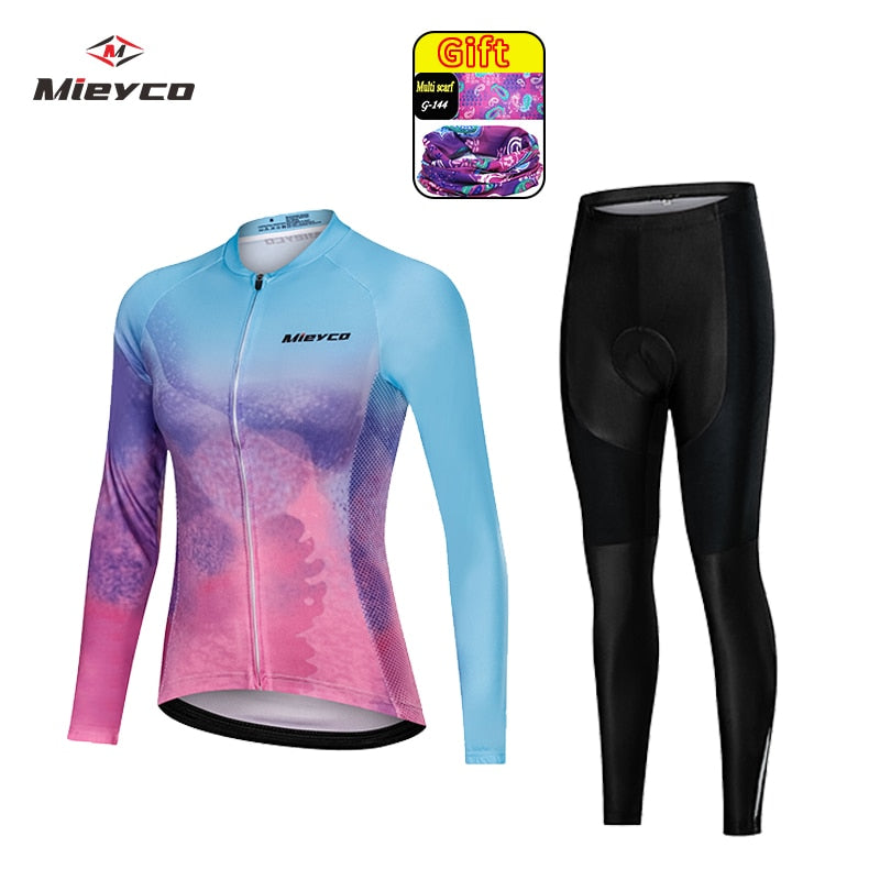 Pro Team Women's Long Sleeve Jersey Set BIKE FIELD