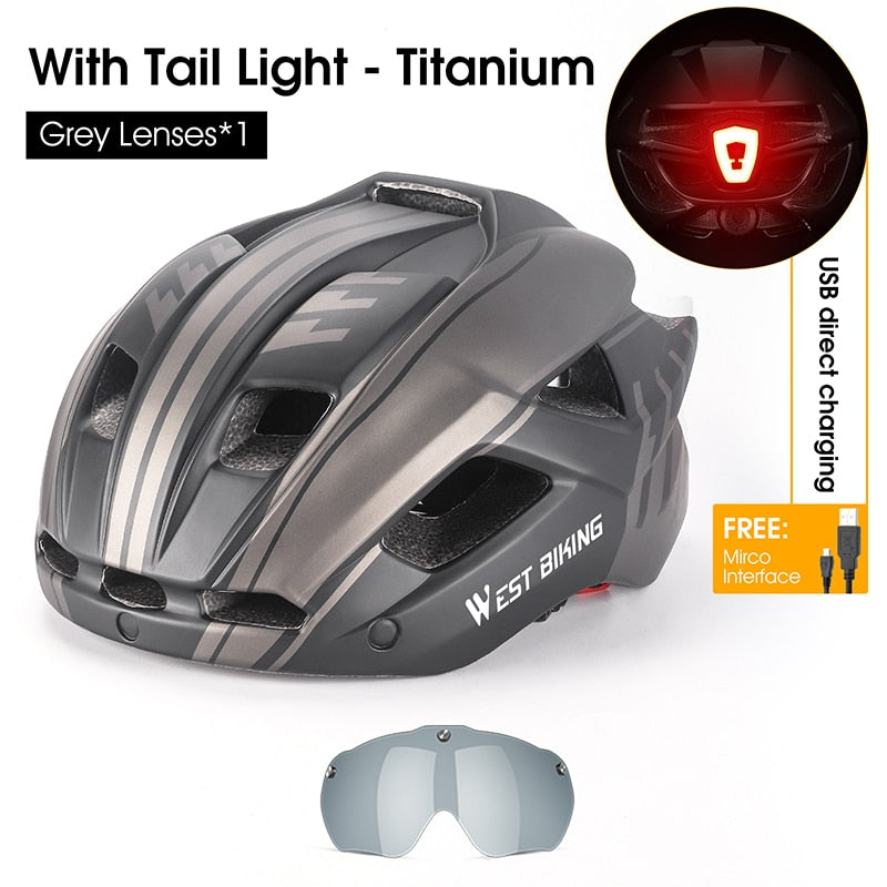 Bicycle Helmet MTB Road Cycling With Taillight Helmets Integrally-molded Safety BIKE FIELD