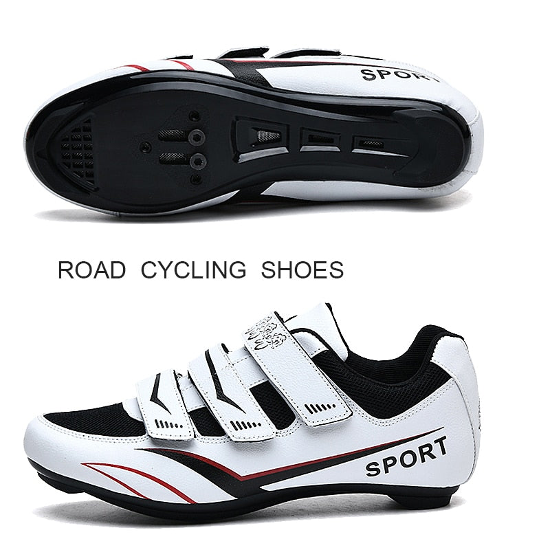 White MTB Triathlon Cycling Shoes for Men and Women: SPD Pedal Self-Locking Design BIKE FIELD