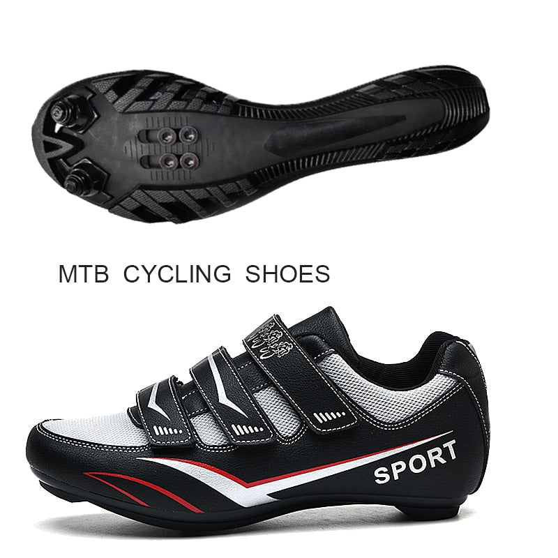 White MTB Triathlon Cycling Shoes for Men and Women: SPD Pedal Self-Locking Design BIKE FIELD