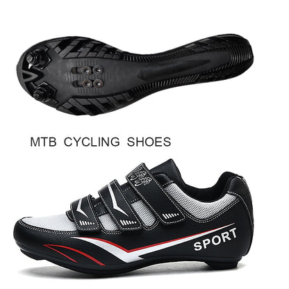 White MTB Triathlon Cycling Shoes for Men and Women: SPD Pedal Self-Locking Design BIKE FIELD