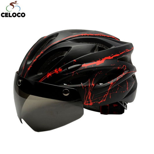Ultralight Integrally Molded Bicycle Helmet with Black Goggles BIKE FIELD