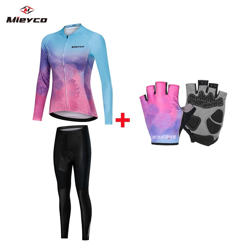 Pro Team Women's Long Sleeve Jersey Set BIKE FIELD