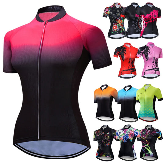 Women's Short Sleeve MTB Cycling Jersey: Mountain and Road Bike Apparel for Racing and Leisure BIKE FIELD