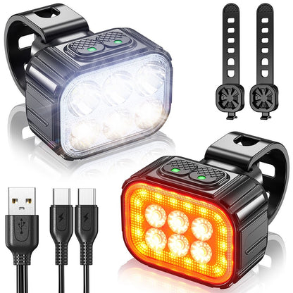 Bicycle Light Set - LED Front and Rear Lights, USB Rechargeable, Multiple Modes BIKE FIELD