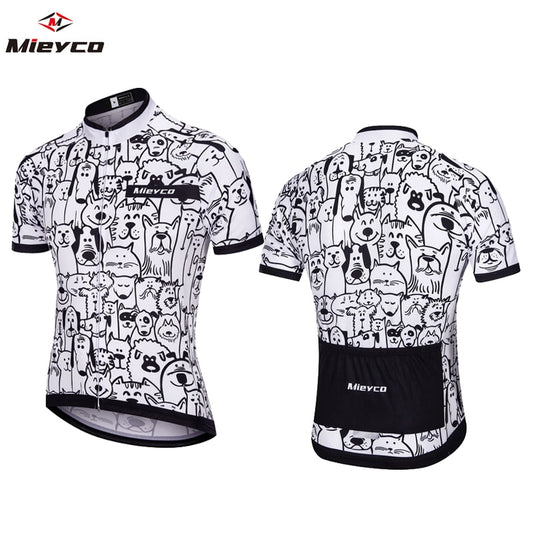 Unisex White Cartoon Cat Cycling Jersey - Breathable Spring Bike Clothing Top BIKE FIELD