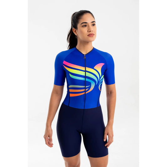 Summer Women's Short Sleeve Cycling Skinsuit: Pro Team Aero Jumpsuit BIKE FIELD