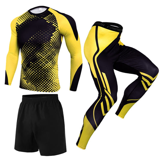 Men's Gym Fitness Compression Sportswear Set - Workout Running Jogging Sportswear BIKE FIELD
