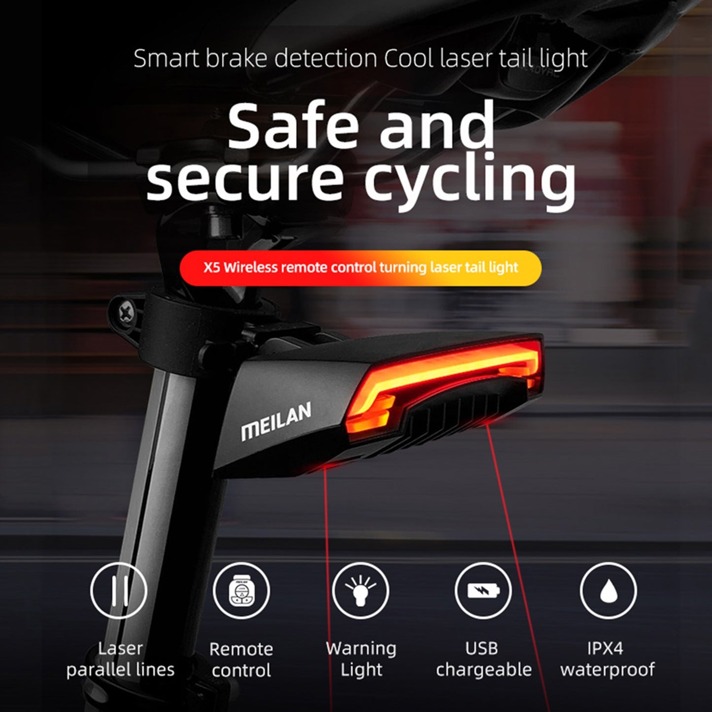 Wireless Remote LED Turn Signal & USB Rechargeable Cycling Tail Light BIKE FIELD