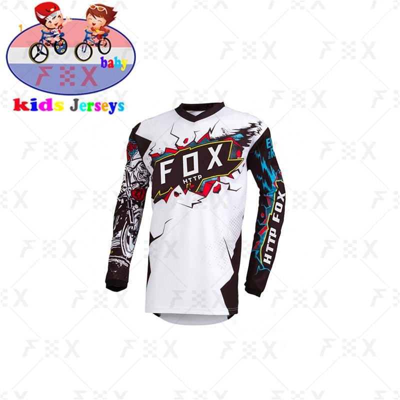 Kids Full-Sleeve Downhill Jersey: Fox MTB T-Shirt for Young Riders BIKE FIELD