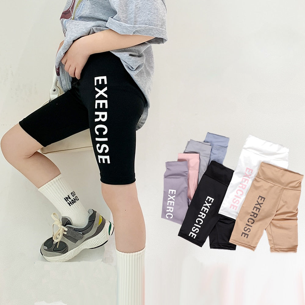 Girls Shorts Teenagers Letter Print Bottom Leggings BIKE FIELD